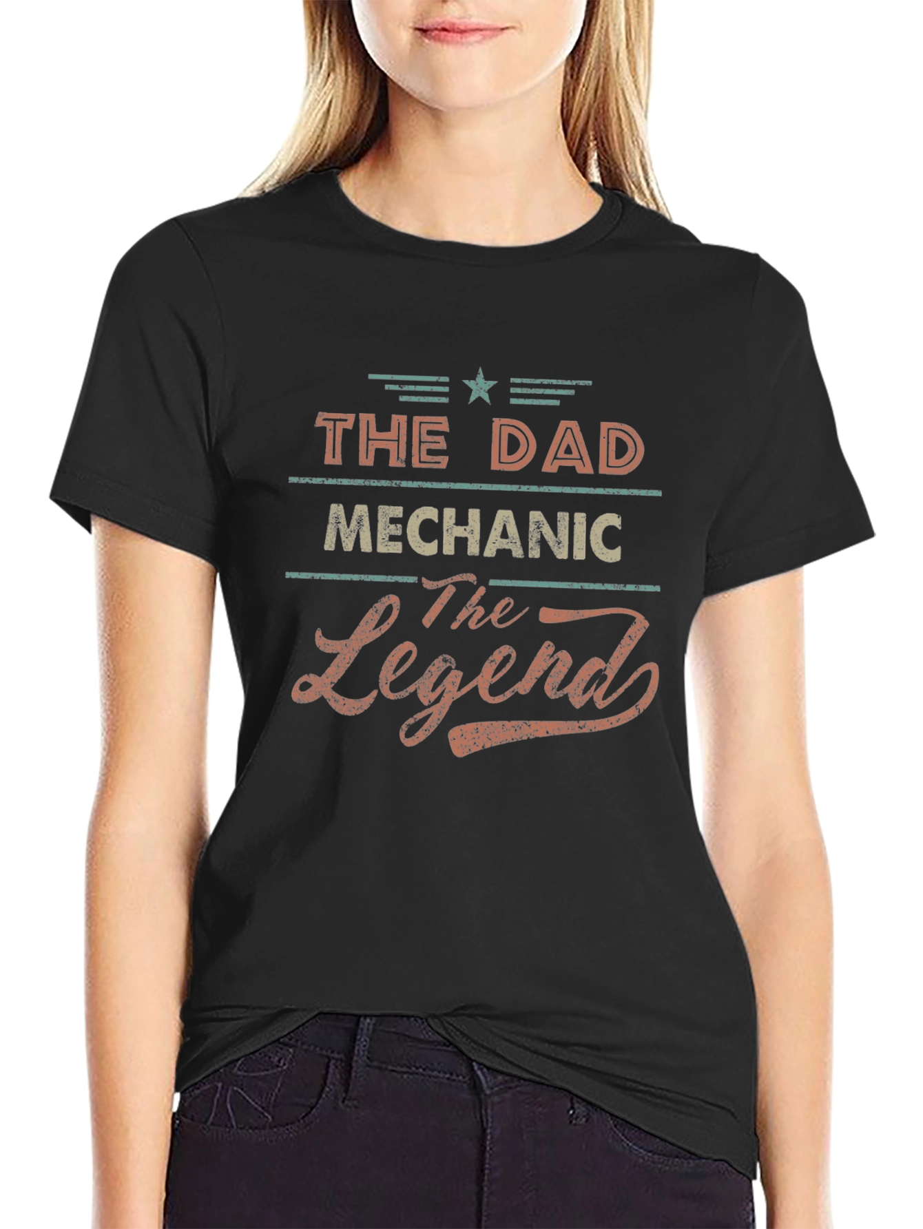 The Dad Mechanic The Legend Black T-Shirt