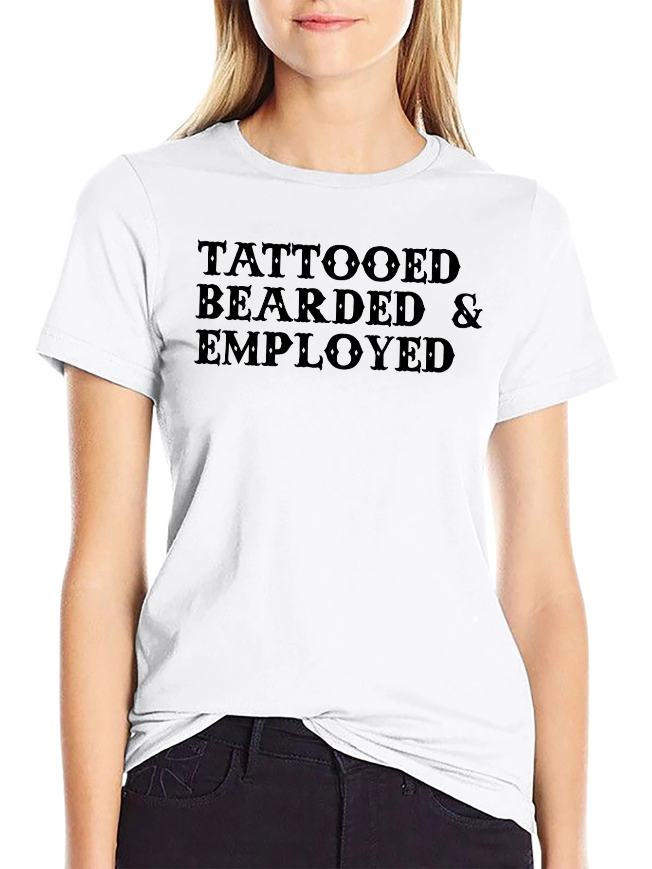 Tattooed Bearded & Employed Graphic Tee - Black Cotton T-Shirt