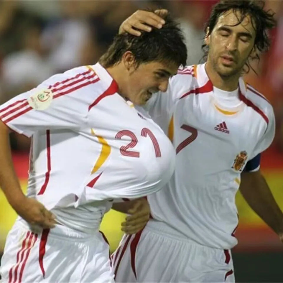 2006 Spain Away White Retro Soccer Jersey Detail 2