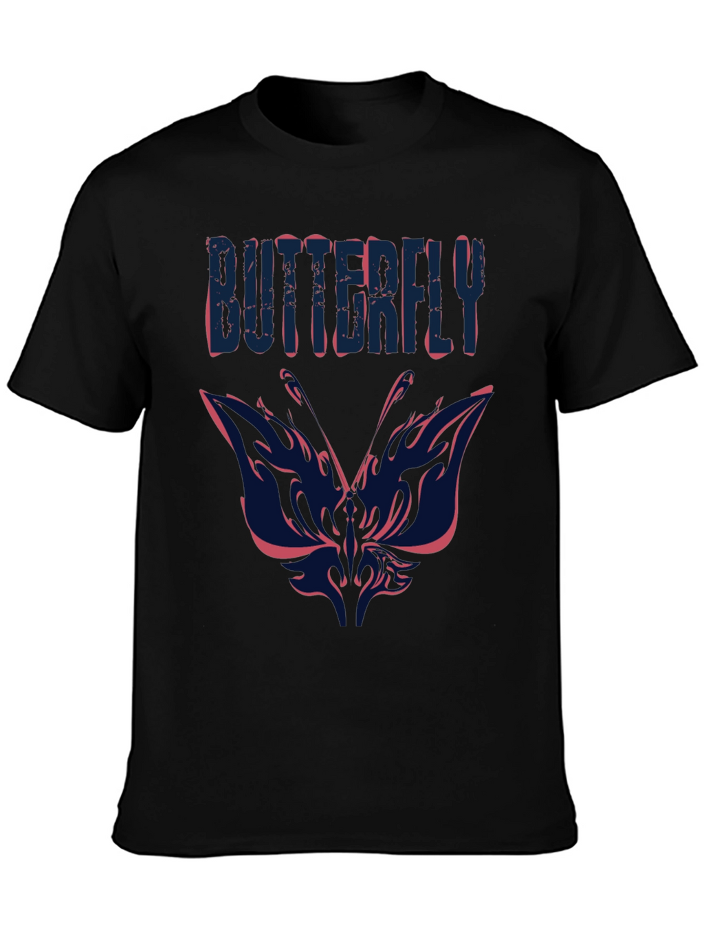Butterfly Graphic Print Mens Black T-Shirt