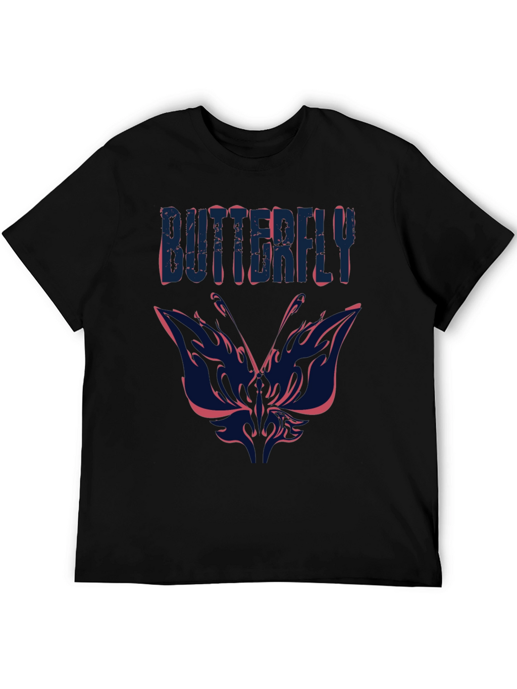 Butterfly Graphic Print Mens Black T-Shirt
