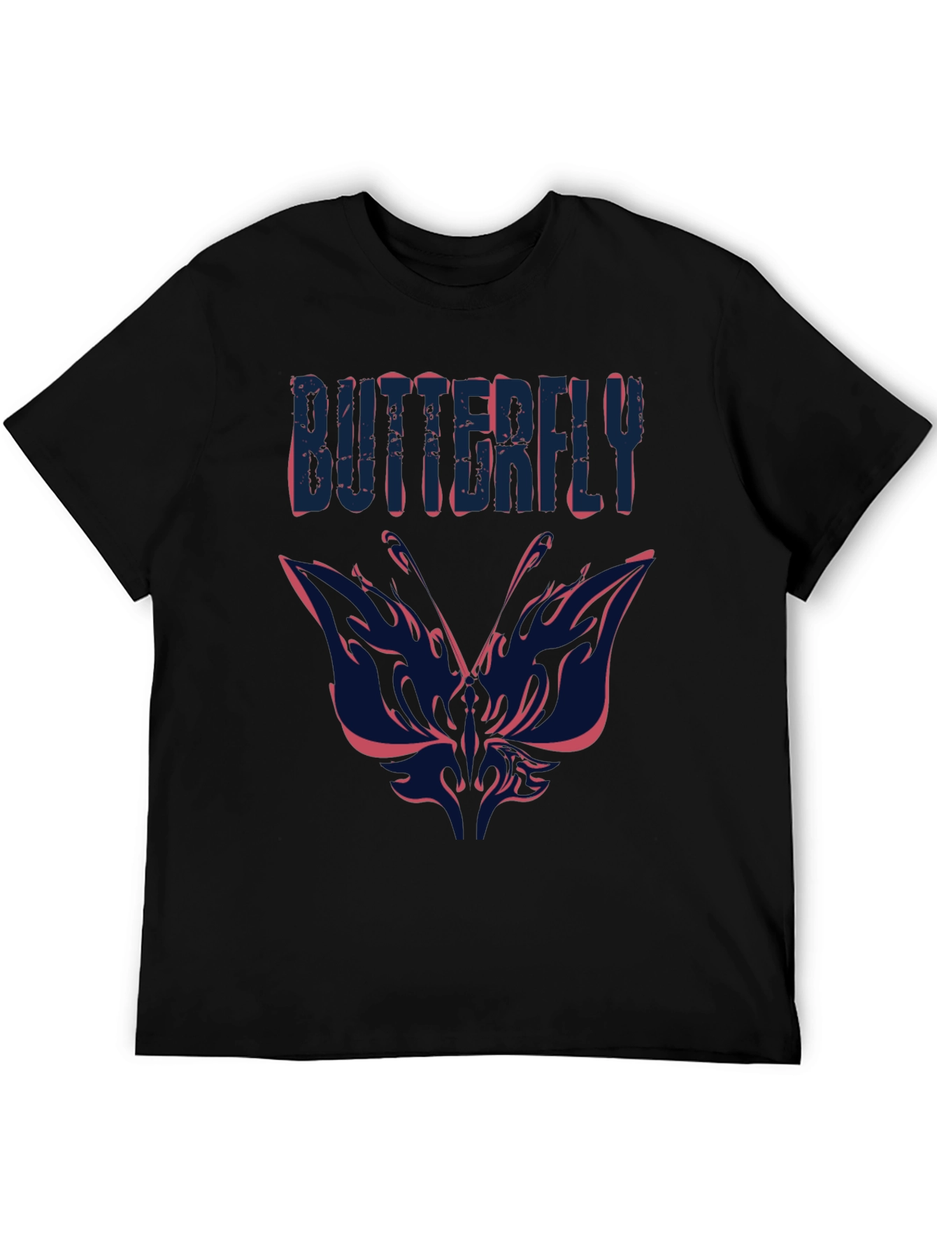 Butterfly Graphic Print Mens Black T-Shirt