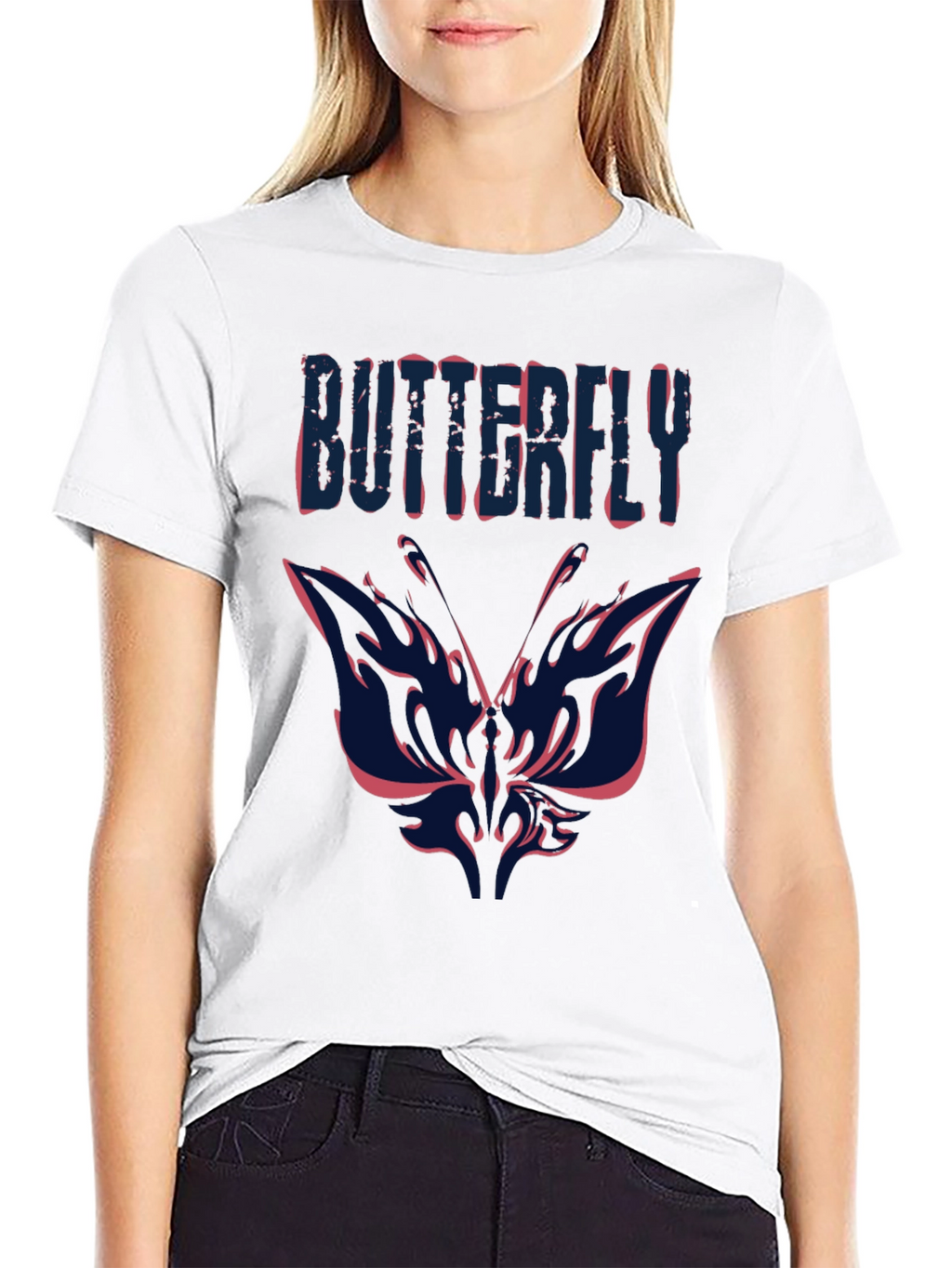 Butterfly Graphic Print Mens Black T-Shirt