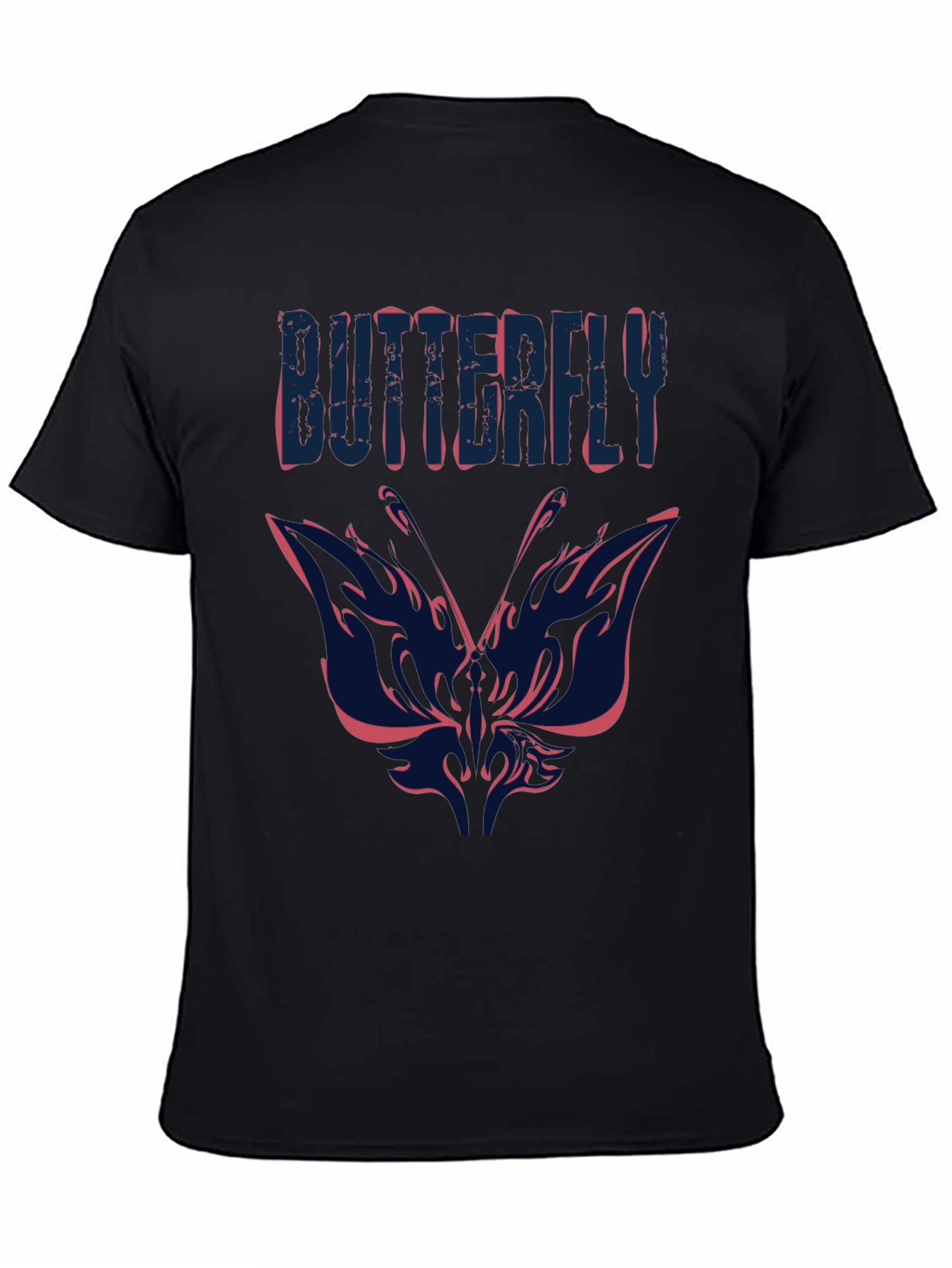 Butterfly Graphic Print Mens Black T-Shirt