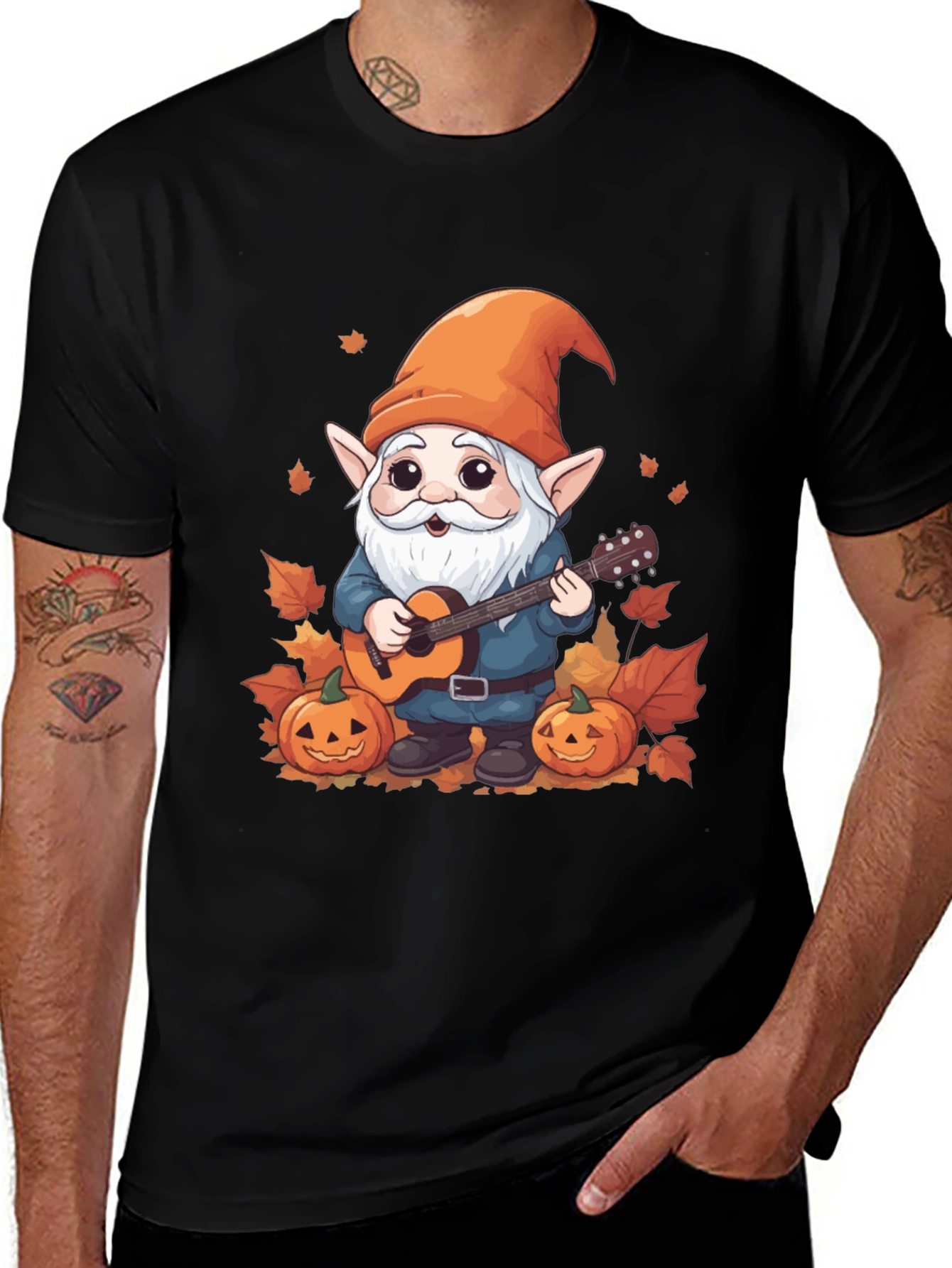 Autumn Gnome Guitarist Graphic Tee