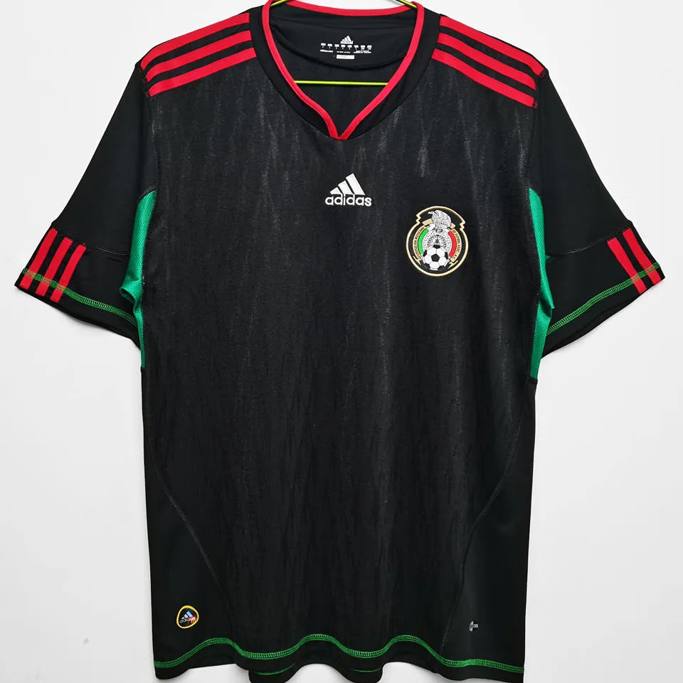 2010 Mexico Away Black Retro Soccer Jersey Front