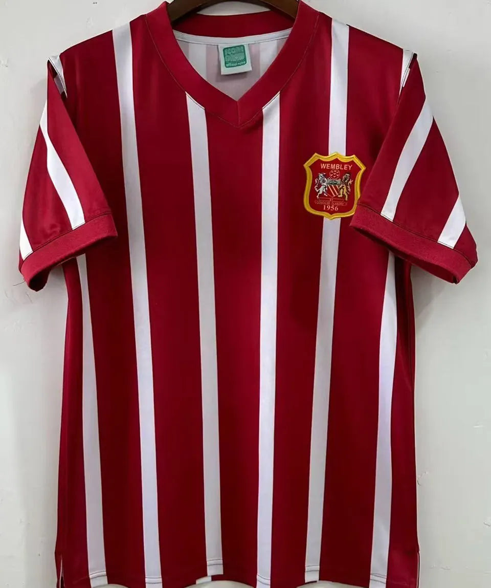 1956 Man City White Red Retro Soccer Jersey Front