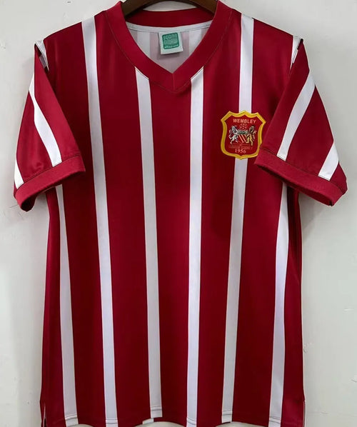 1956 Man City White Red Retro Soccer Jersey Front