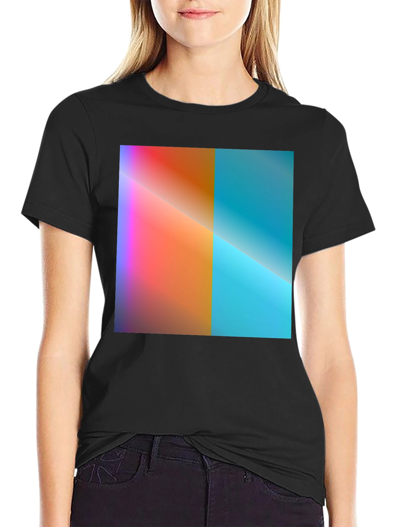 Gradient Color Block Tee - Modern Style