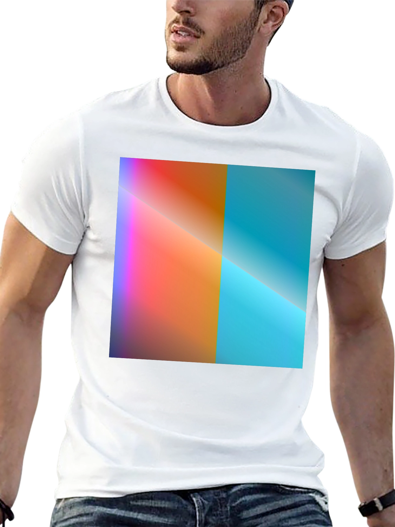 Gradient Color Block Tee - Modern Style