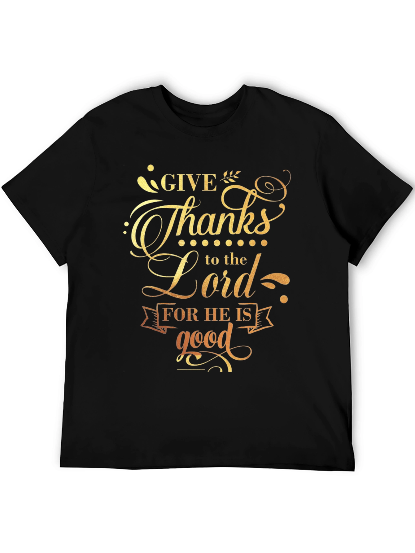 Give Thanks to the Lord Black Graphic T-Shirt