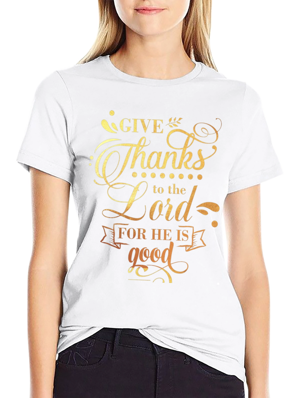 Give Thanks to the Lord Black Graphic T-Shirt