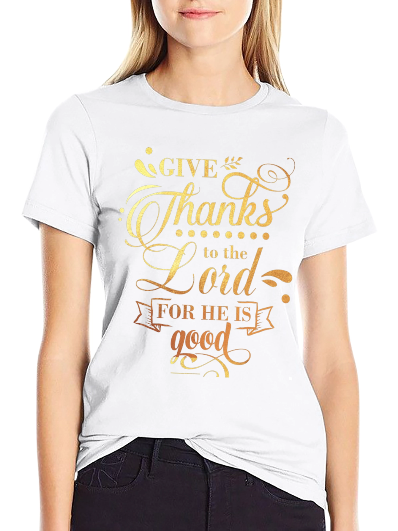 Give Thanks to the Lord Black Graphic T-Shirt