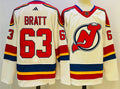 Men's New Jerseys Devils Jesper Bratt #63 White Game Jerseys