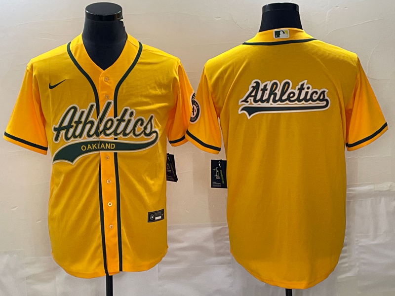Men's Oakland Athletics Gold Replica Player Jerseys Joint Edition