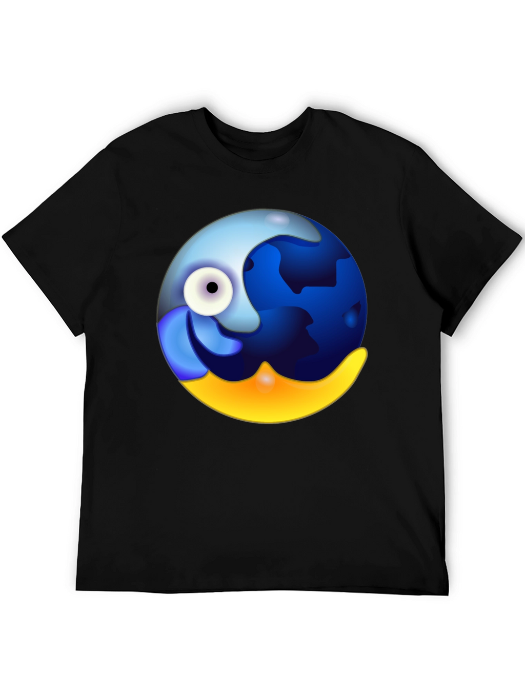 Whimsical Globe Graphic Tee - Black Cotton Comfort