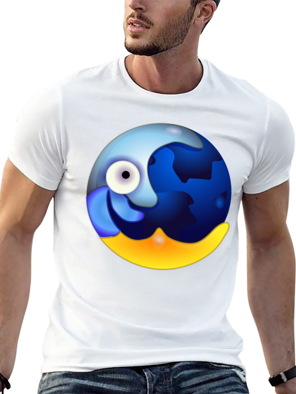 Whimsical Globe Graphic Tee - Black Cotton Comfort