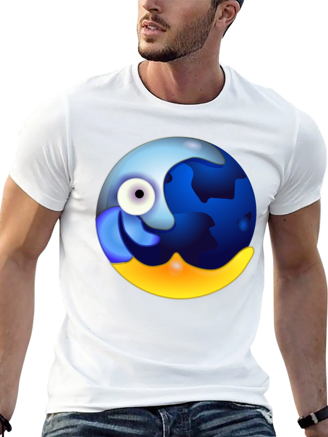 Whimsical Globe Graphic Tee - Black Cotton Comfort