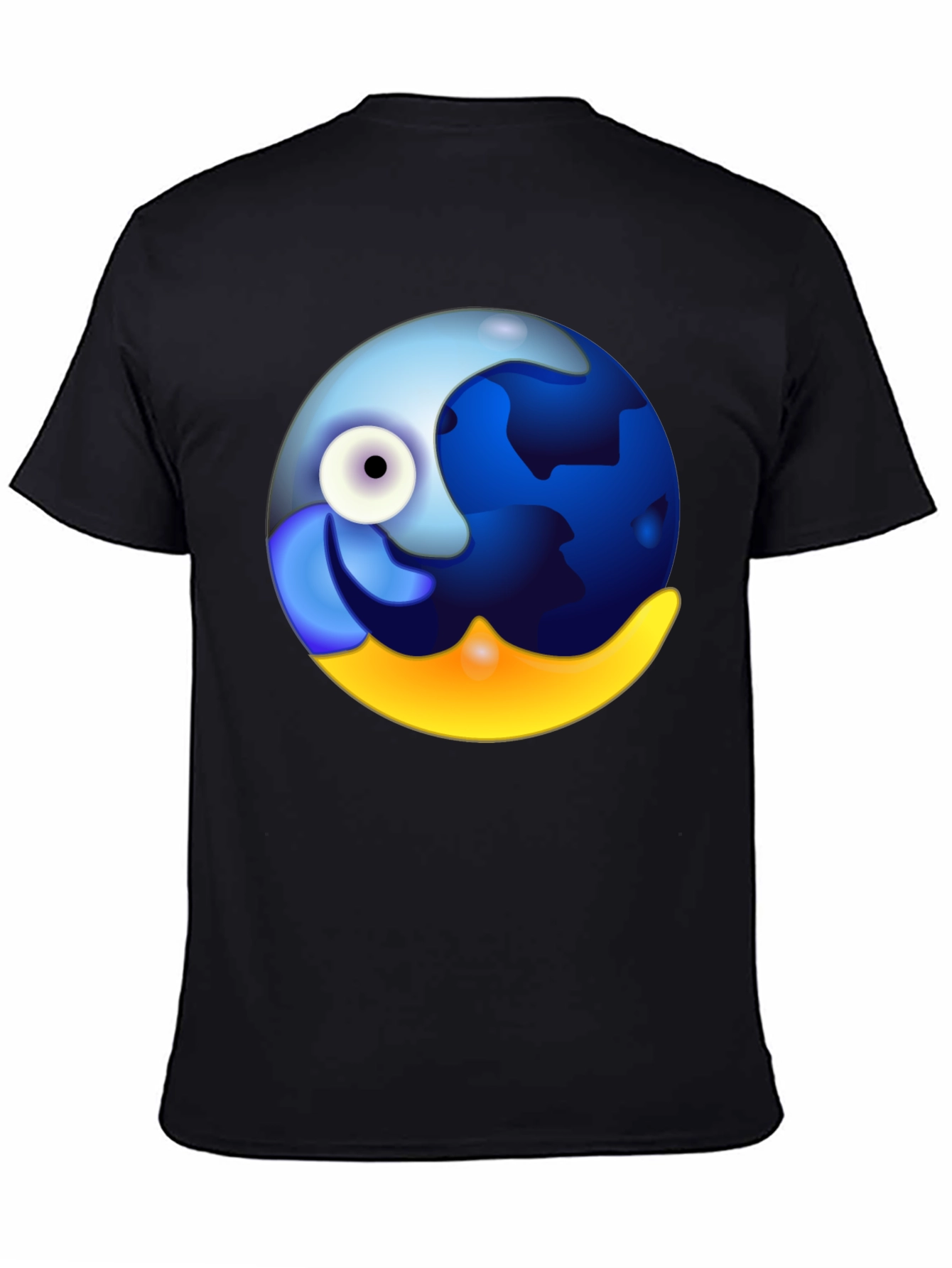 Whimsical Globe Graphic Tee - Black Cotton Comfort