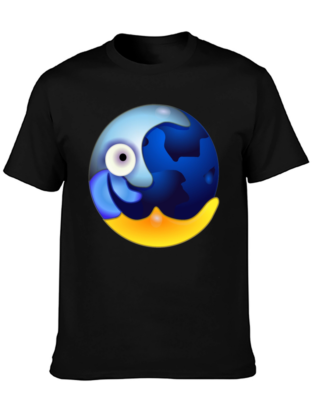 Whimsical Globe Graphic Tee - Black Cotton Comfort