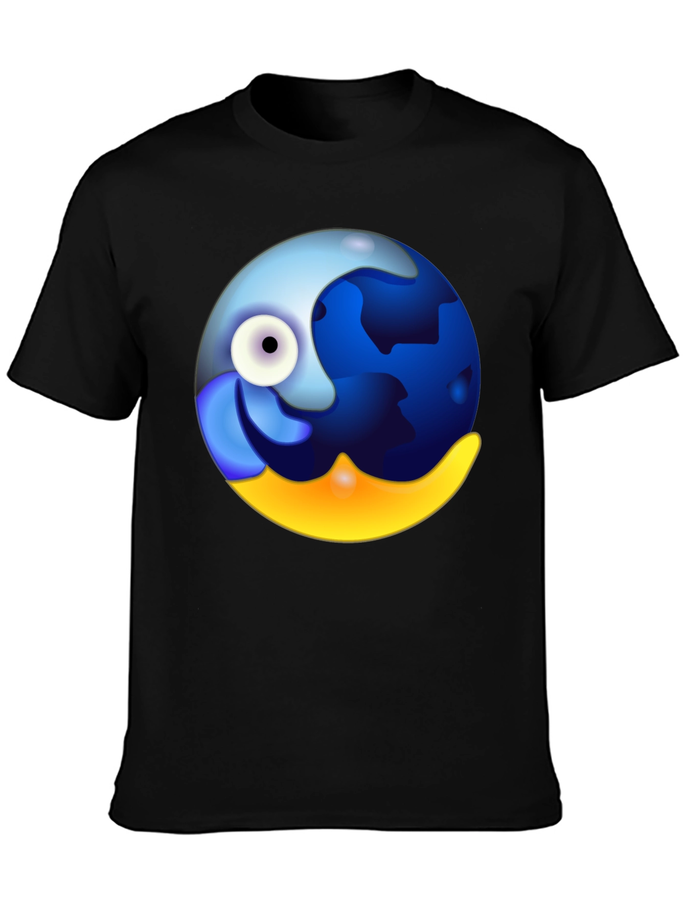 Whimsical Globe Graphic Tee - Black Cotton Comfort