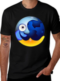 Whimsical Globe Graphic Tee - Black Cotton Comfort