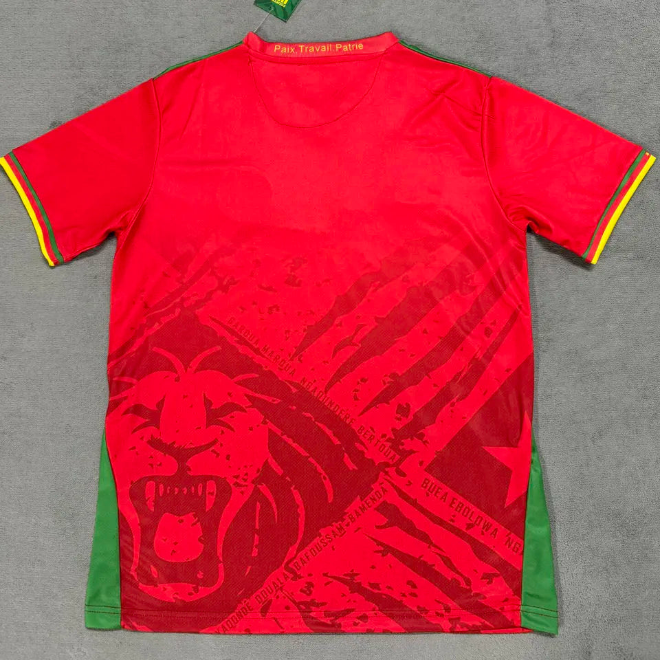 2025/26 Cameroon Away Red Fans Soccer Jersey Back