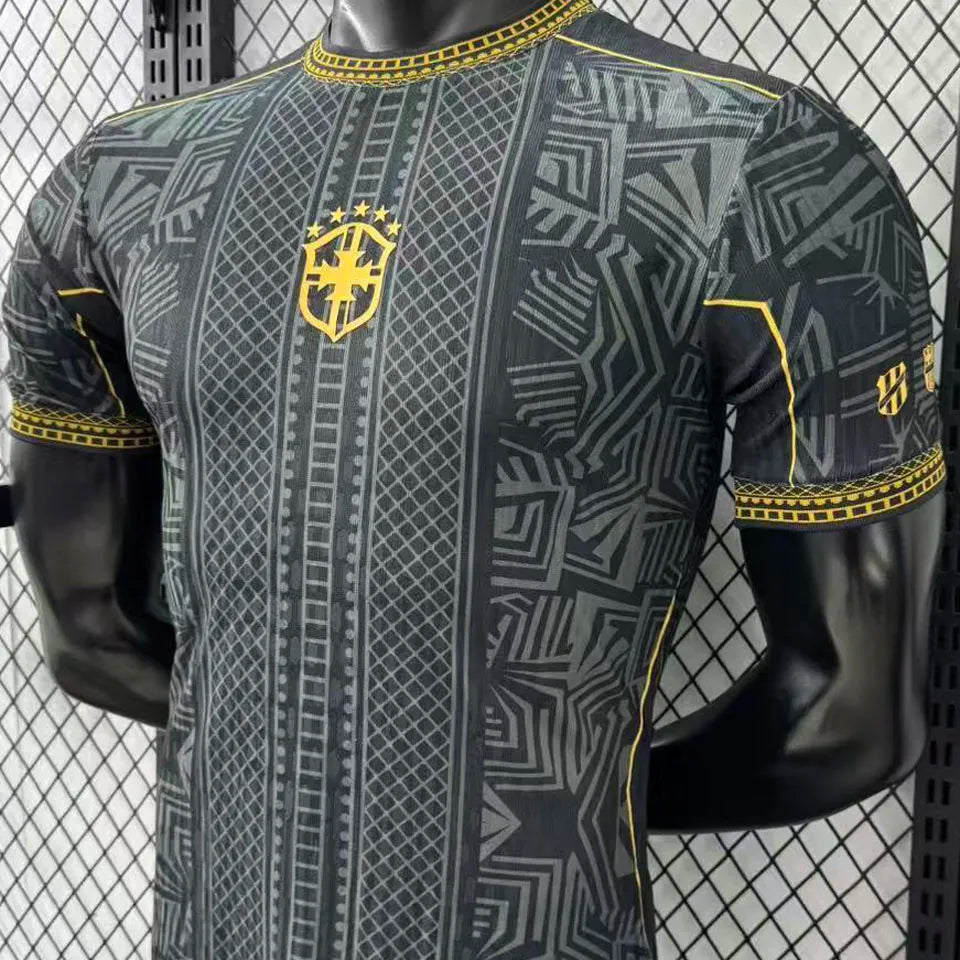 2026 Brazil Special Edition Black Player Version Soccer Jersey Detail 3
