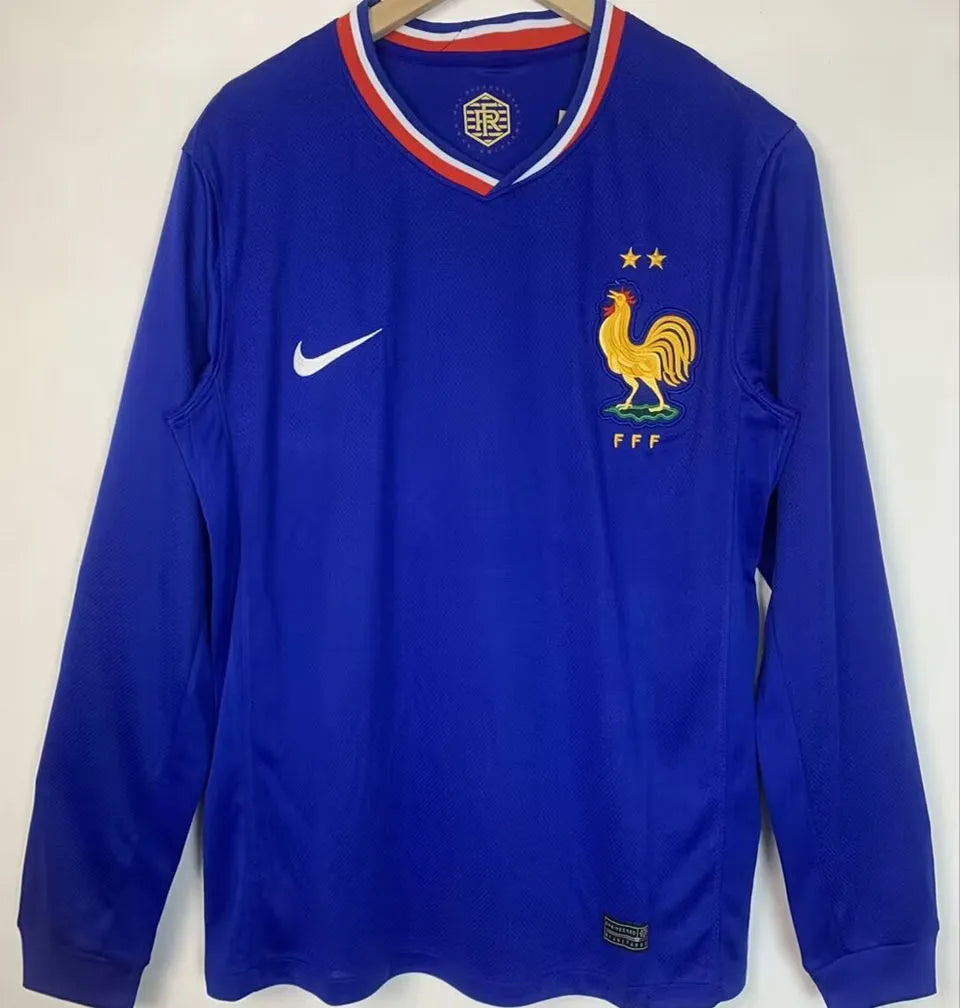 2024/25 France Home Blue Fans Long Sleeve Jersey Front