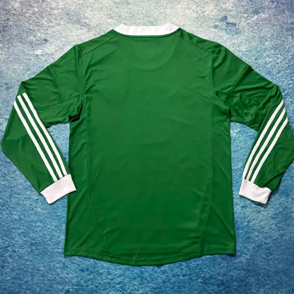 2012 Germany Away Green Retro Long Sleeve Soccer Jersey Back