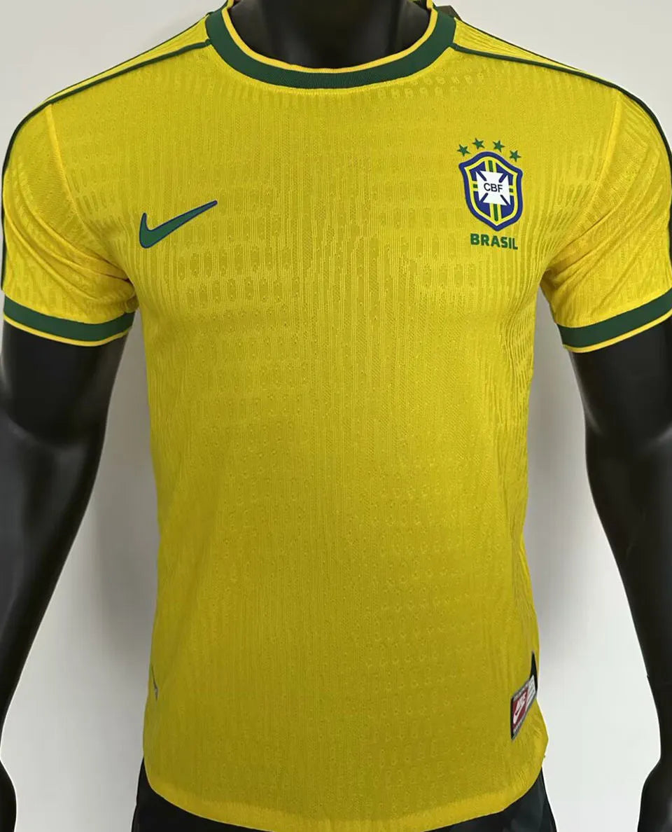 1998 Brazil Home Yellow Retro Player Version Soccer Jersey 球员版 Front