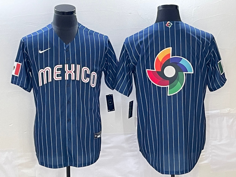 Men's 2023 World Baseball Classic Mexico Navy Alternate Game Jerseys