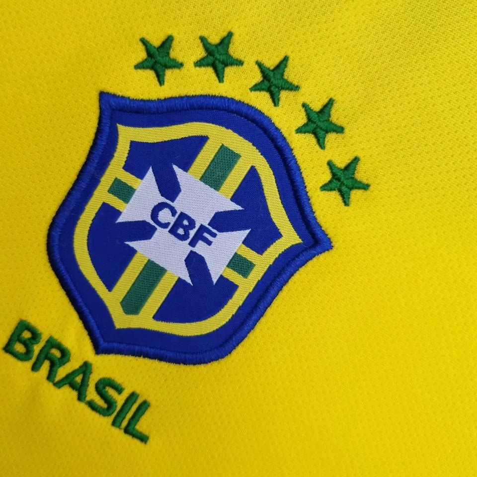 2004/06 Brazil Home Yellow Retro Soccer Jersey Detail 3