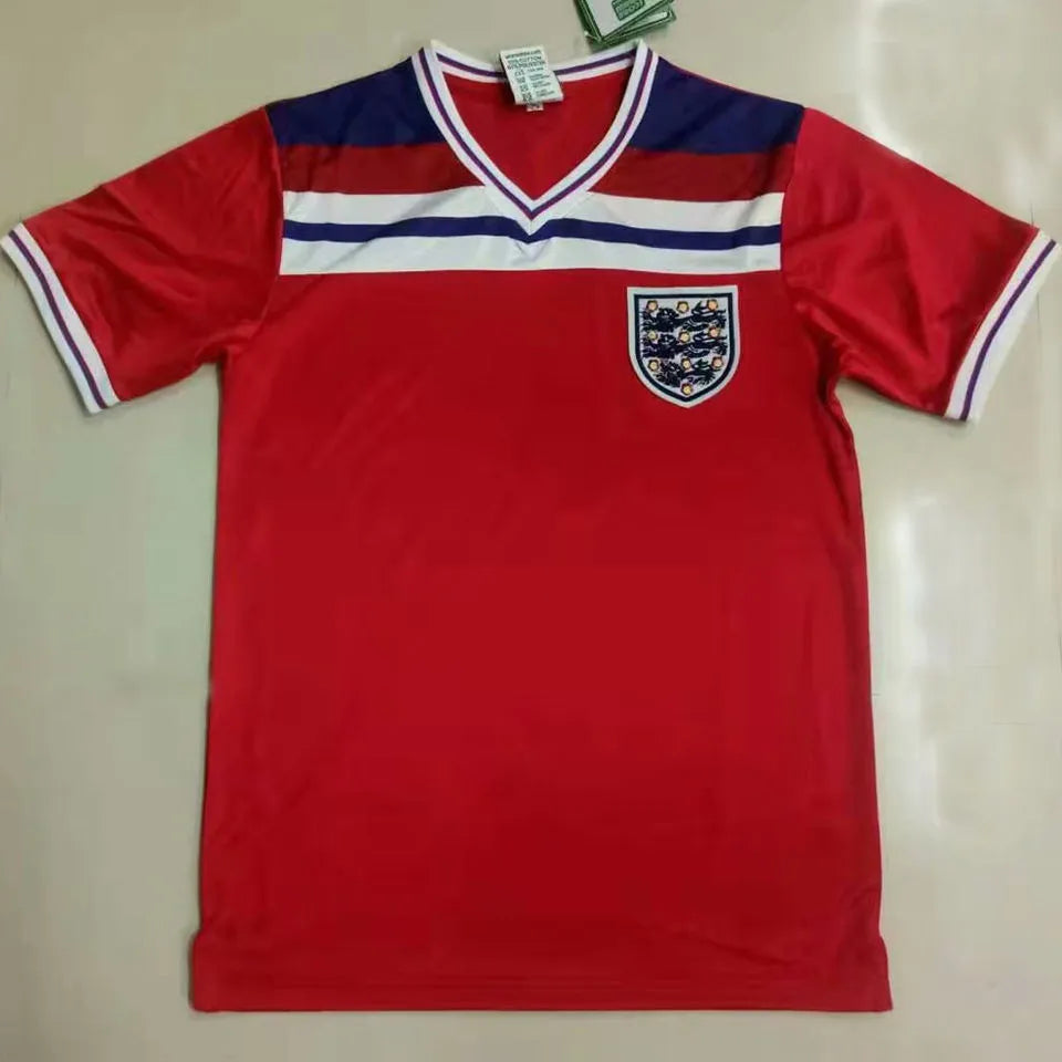 1982 England Away Red Retro Soccer Jersey Back