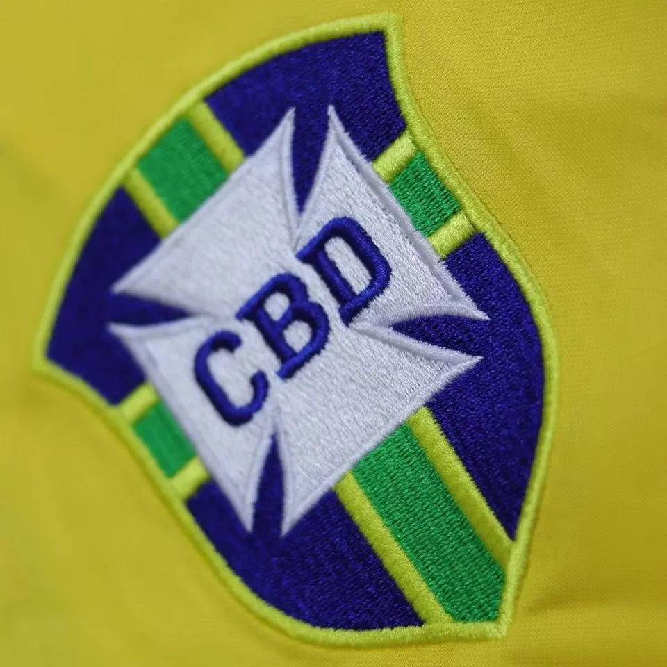1958 Brazil Home Yellow Retro Soccer Jersey Detail 1