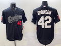 Men's Los Angeles Dodgers Jackie Robinson #42 Black Throwback Cooperstown Collection Limited Jerseys