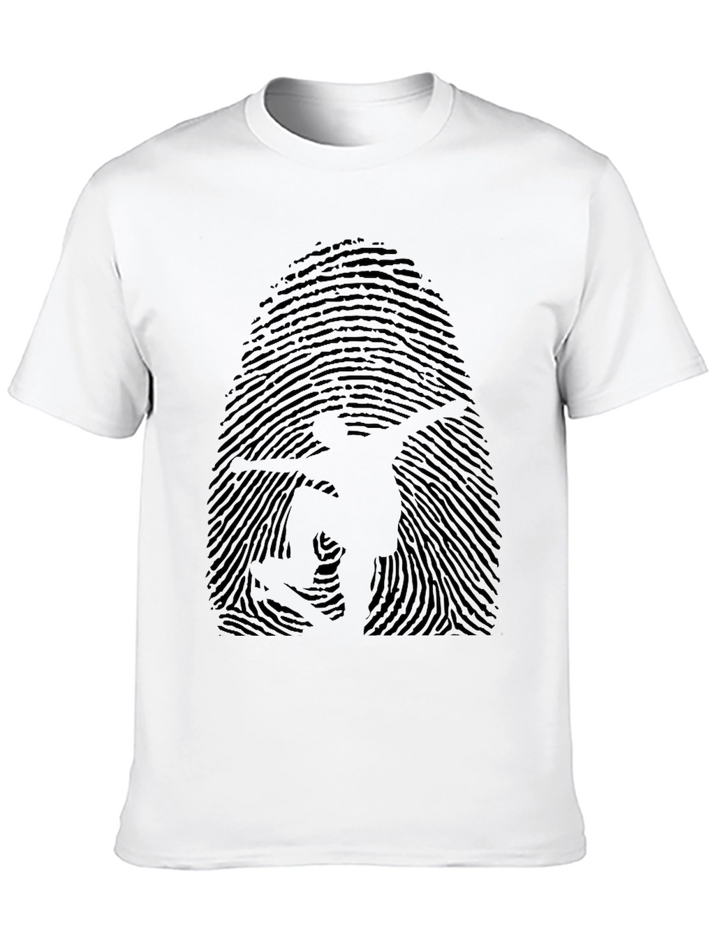 Fingerprint Skateboarder Graphic Tee - Black