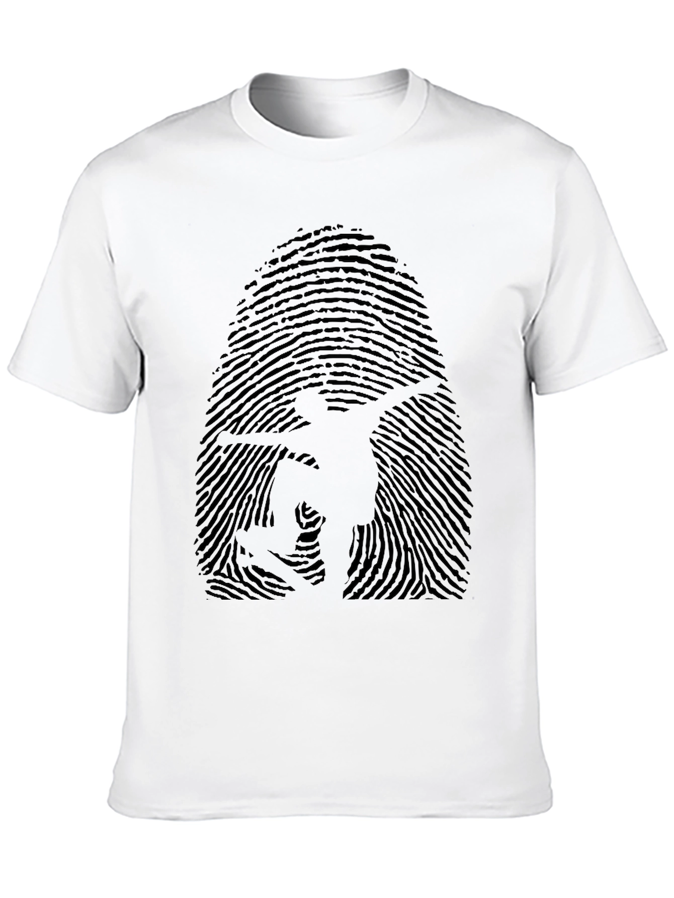 Fingerprint Skateboarder Graphic Tee - Black