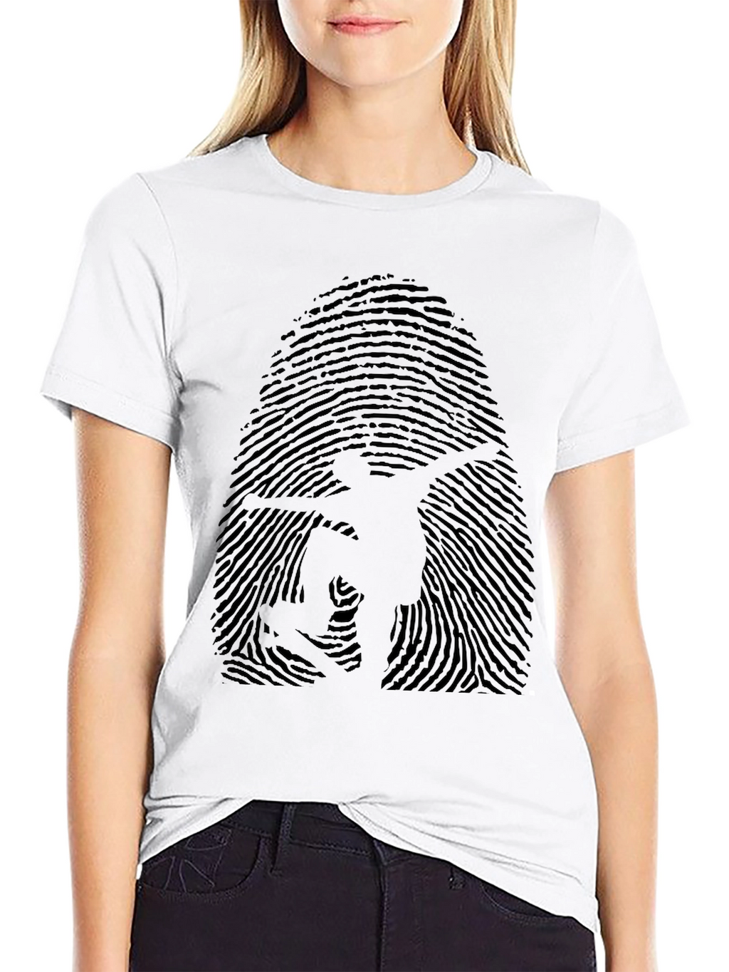 Fingerprint Skateboarder Graphic Tee - Black