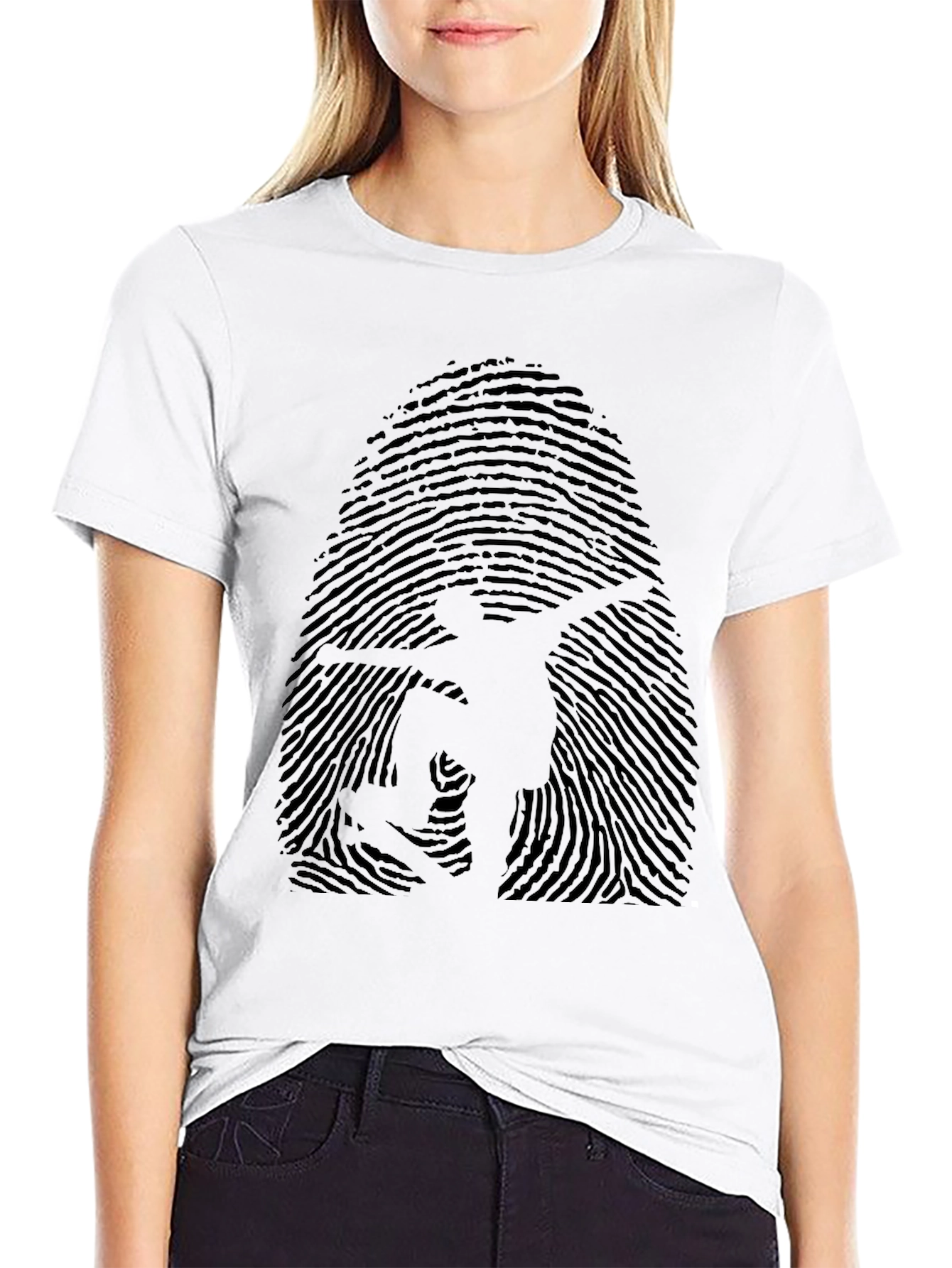 Fingerprint Skateboarder Graphic Tee - Black