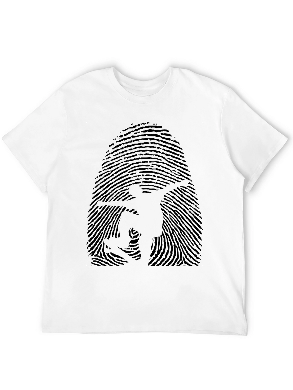 Fingerprint Skateboarder Graphic Tee - Black