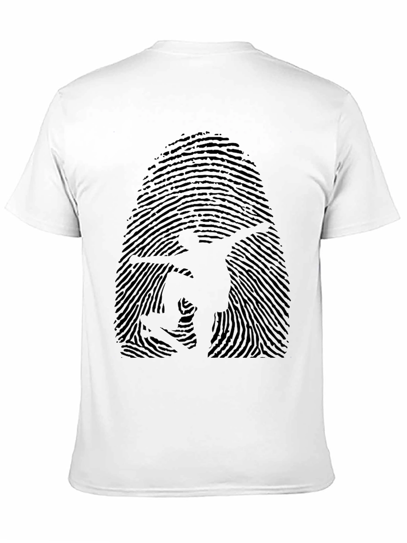 Fingerprint Skateboarder Graphic Tee - Black