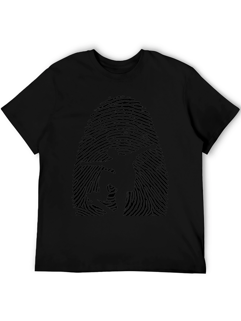 Fingerprint Skateboarder Graphic Tee - Black