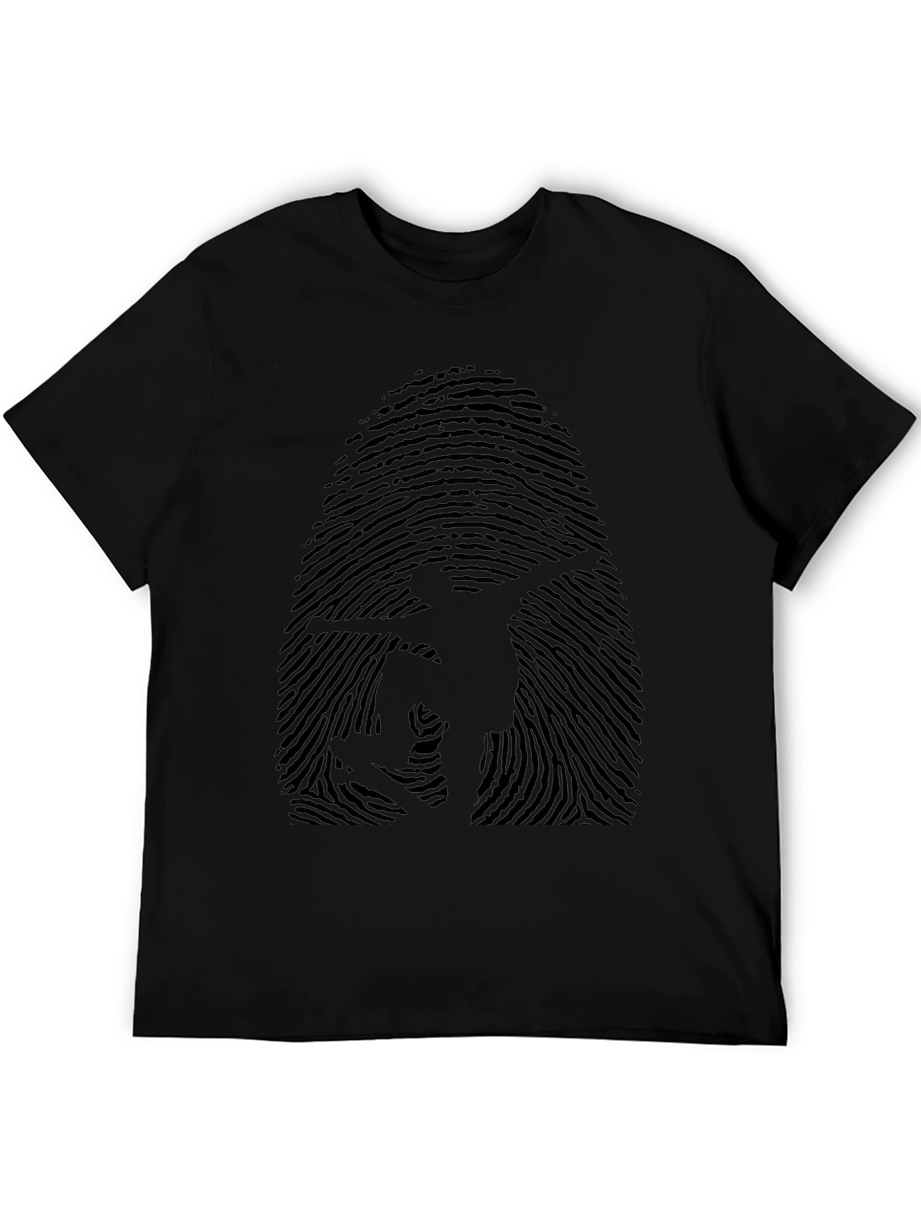 Fingerprint Skateboarder Graphic Tee - Black