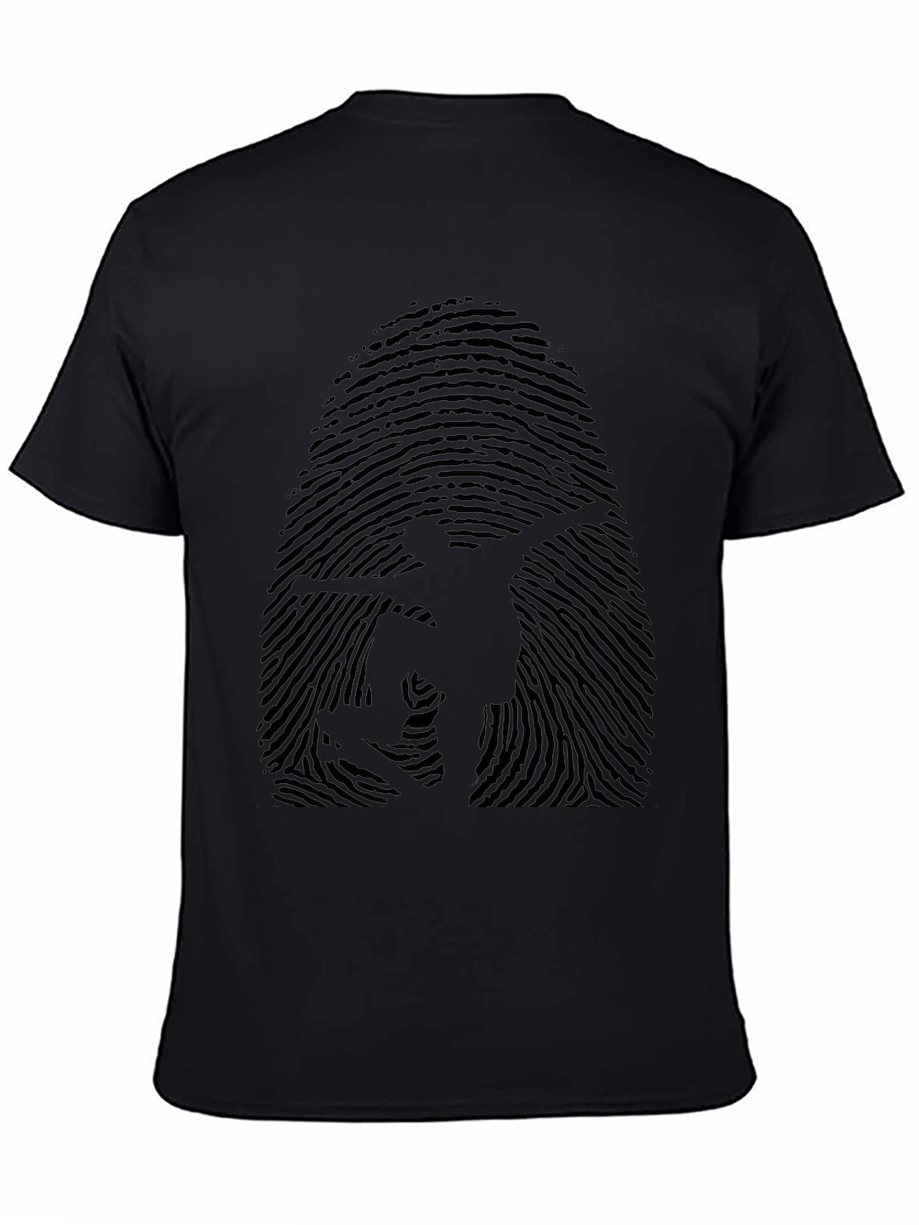 Fingerprint Skateboarder Graphic Tee - Black