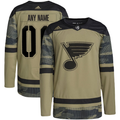 Men's St. Louis Blues Camo Military Appreciation Team Authentic Custom Practice Jerseys