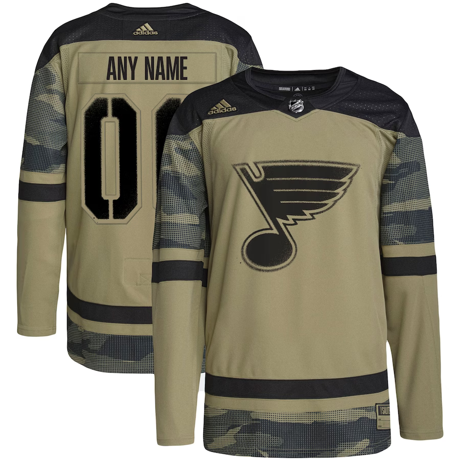 Men's St. Louis Blues Camo Military Appreciation Team Authentic Custom Practice Jerseys
