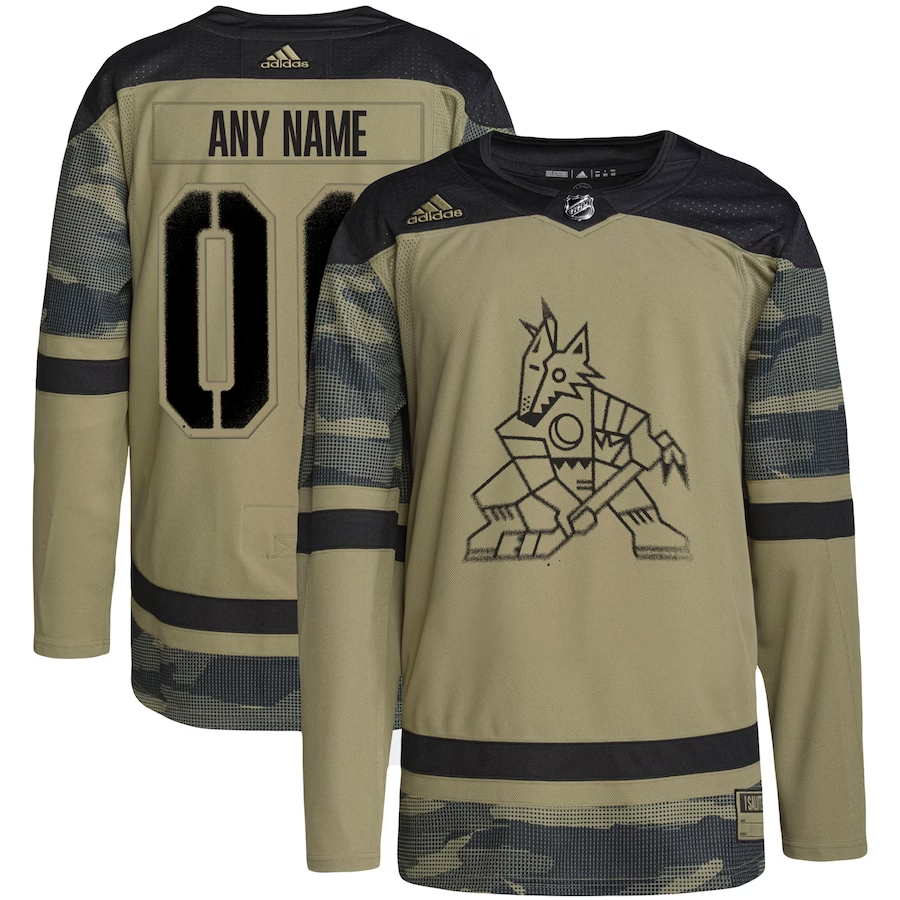 Men's Arizona Coyotes Camo Military Appreciation Team Authentic Custom Practice Jerseys