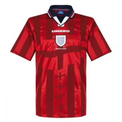 1998 England Away Red Retro Soccer Jersey Front