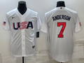 Men's 2023 World Baseball Classic #7 Tim Anderson USA White Jerseys